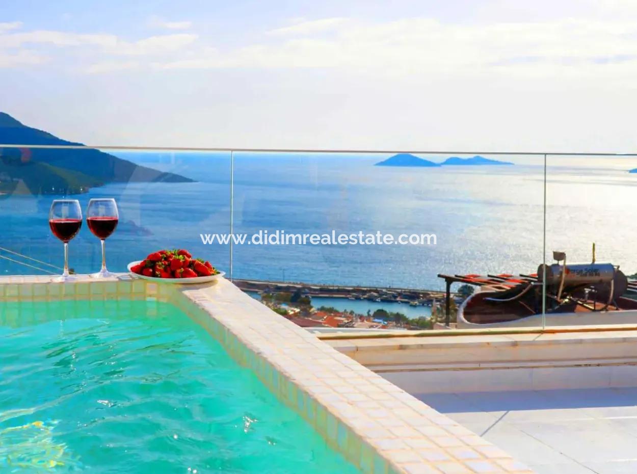 A Detached Villa For Sale With A Magnificent Sea View Swimming Pool In Kalkan Is A Custom-Made Villa